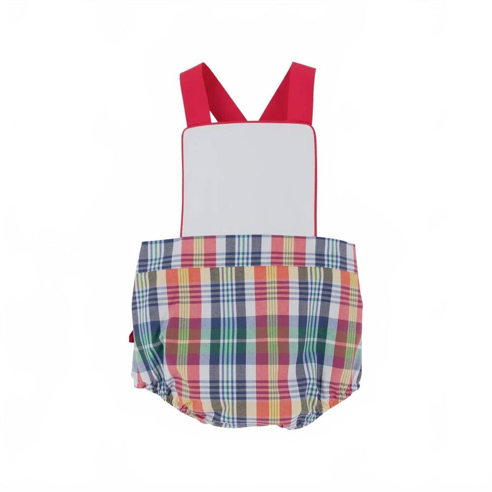 NEW BEAUFORT BONNET boy's sayre sunsuit in montpelier plaid/white/red
